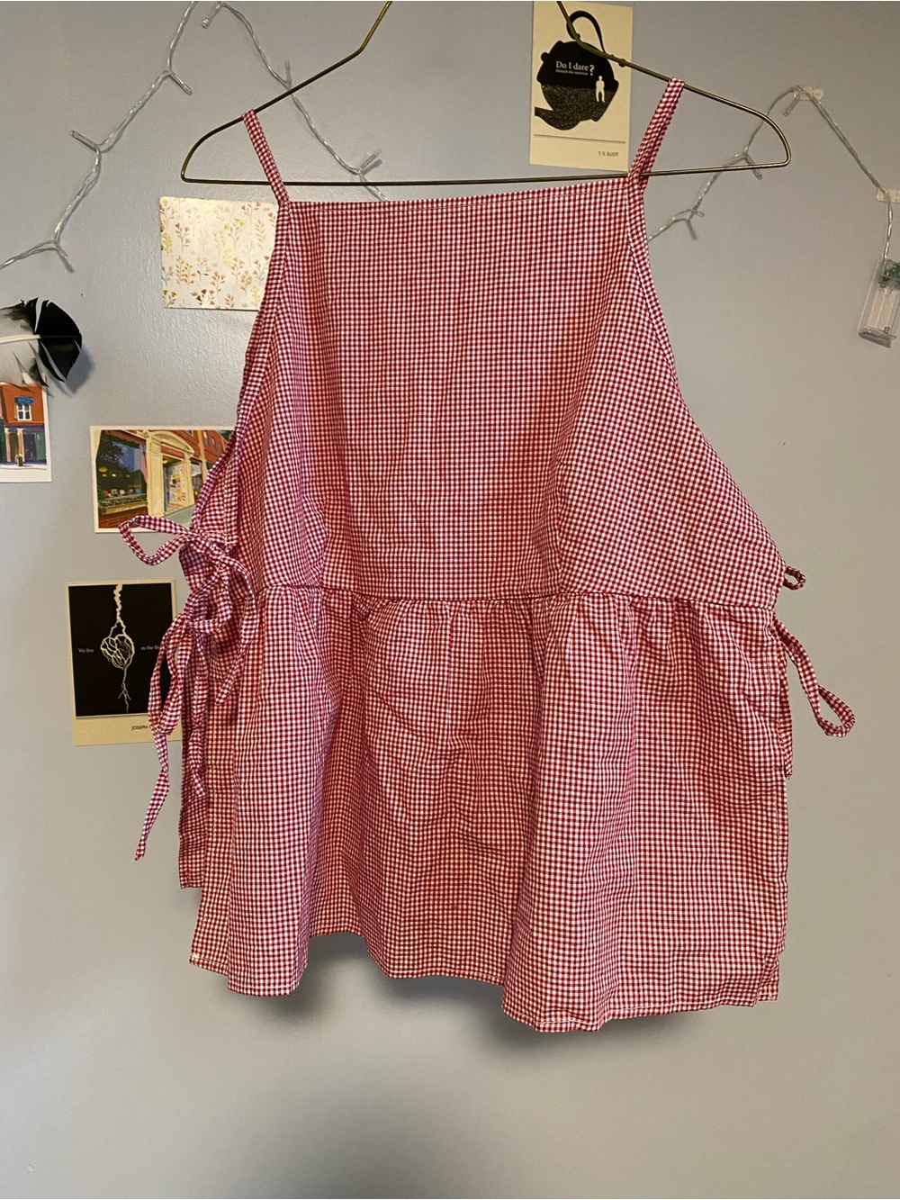 Red Gingham Tie-Side Sundress Top